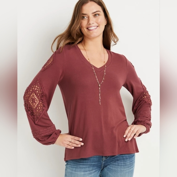 Maurices Tops - Maurices Solid Crochet Sleeve Blouse